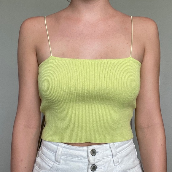 PacSun Tops - lime green thin strap cropped tank top